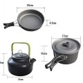 JZK Camp Cookware Set for 2-3 People with Pan, Pot and Teapot