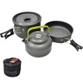 JZK Camp Cookware Set for 2-3 People with Pan, Pot and Teapot