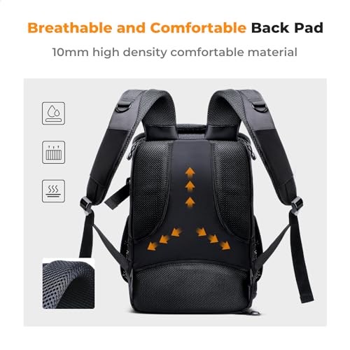 K&F CONCEPT 25L Camera Backpack with Rain Cover and 15.6-inch Laptop Compartment, Black Grey-3