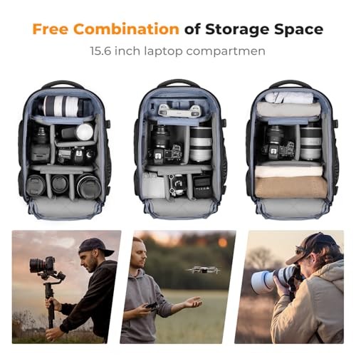 K&F CONCEPT 25L Camera Backpack with Rain Cover, 02-all-black-1