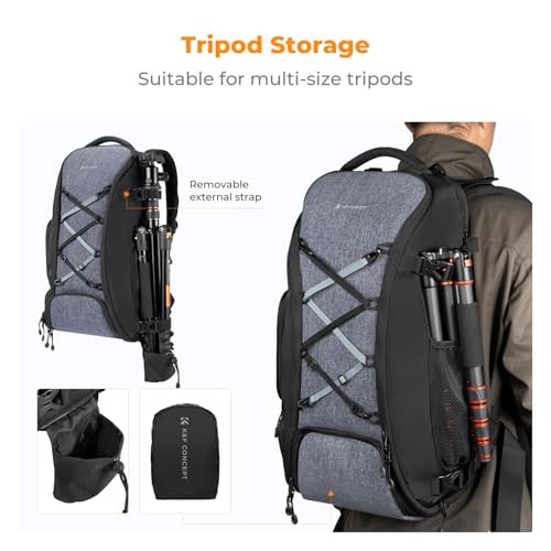 K&F CONCEPT 30L Camera Backpack with Rain Cover, 03-black-grey, XL-1