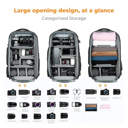 K&F CONCEPT 30L Camera Backpack with Rain Cover, 03-black-grey, XL-2