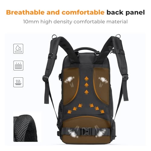 K&F CONCEPT 30L Camera Backpack with Rain Cover, 03-black-grey, XL-3