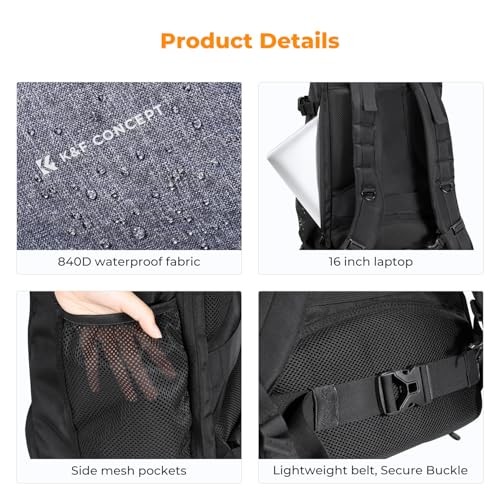 K&F CONCEPT 30L Camera Backpack with Rain Cover, 03-black-grey, XL-4