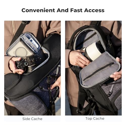 K&F CONCEPT 30L Camera Backpack with Rain Cover, 03-black-grey, XL-5