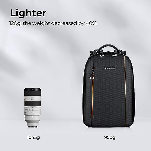 K&F CONCEPT 18L Camera Backpack for DSLR and SLR Cameras with Laptop and Tripod Compartment, Black/Orange-5