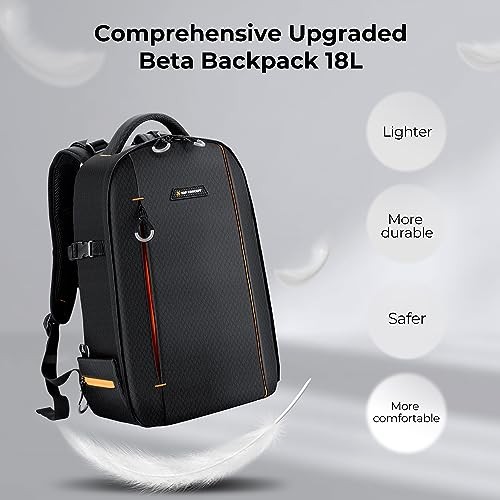 K&F CONCEPT 18L Camera Backpack for DSLR and SLR Cameras with Laptop and Tripod Compartment, Black/Orange-6