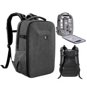 K&F CONCEPT Grey Hardshell Camera Backpack with 15 to 15.6 Inch Laptop Compartment