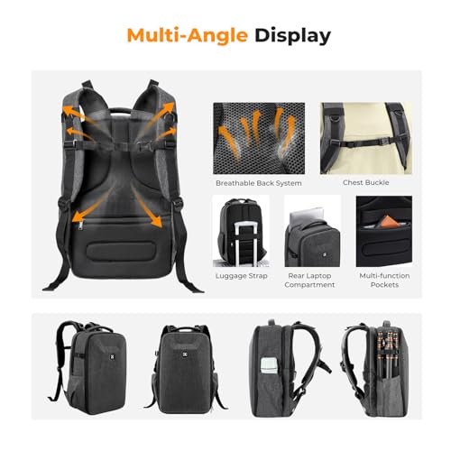 K&F CONCEPT Grey Hardshell Camera Backpack with 15 to 15.6 Inch Laptop Compartment-3