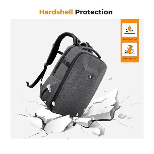 K&F CONCEPT Grey Hardshell Camera Backpack with 15 to 15.6 Inch Laptop Compartment-4