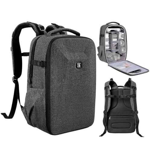 K&F CONCEPT Grey Hardshell Camera Backpack with 15 to 15.6 Inch Laptop Compartment