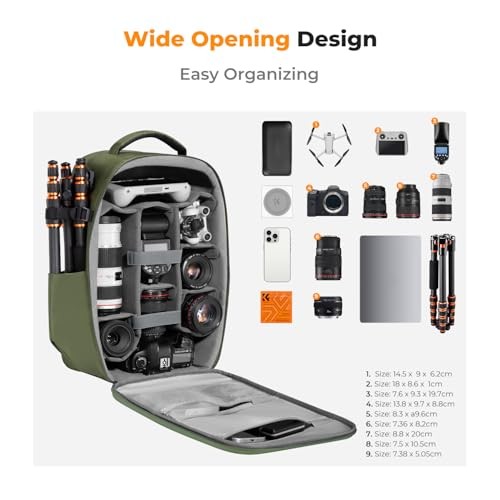 K&F CONCEPT hardshell DSLR camera backpack with 15 to 15.6 inch laptop compartment, green-1