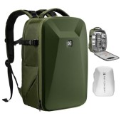 K&F CONCEPT hardshell DSLR camera backpack with 15 to 15.6 inch laptop compartment, green