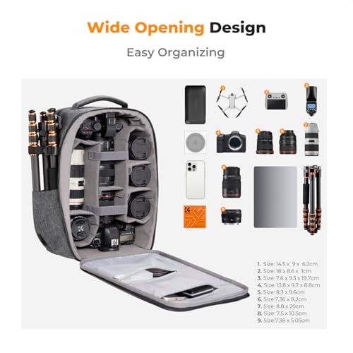 K&F CONCEPT Grey Hardshell Camera Backpack with Laptop Compartment-1