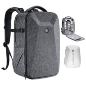 K&F CONCEPT Grey Hardshell Camera Backpack with Laptop Compartment