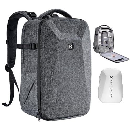 K&F CONCEPT Grey Hardshell Camera Backpack with Laptop Compartment