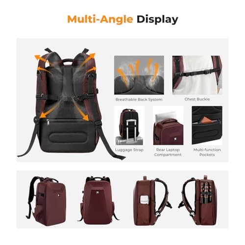 K&F CONCEPT Hardshell Camera Backpack with 15-15.6 Inch Laptop Compartment, Red-3