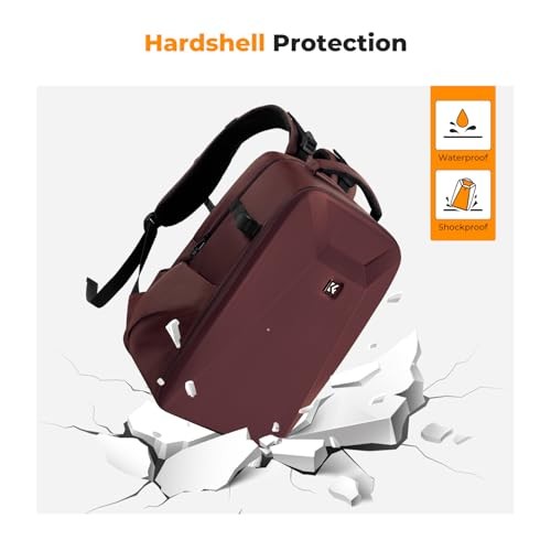 K&F CONCEPT Hardshell Camera Backpack with 15-15.6 Inch Laptop Compartment, Red-4
