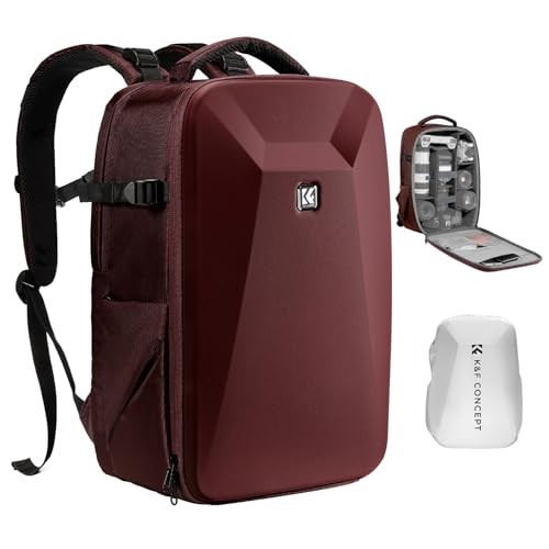 K&F CONCEPT Hardshell Camera Backpack with 15-15.6 Inch Laptop Compartment, Red