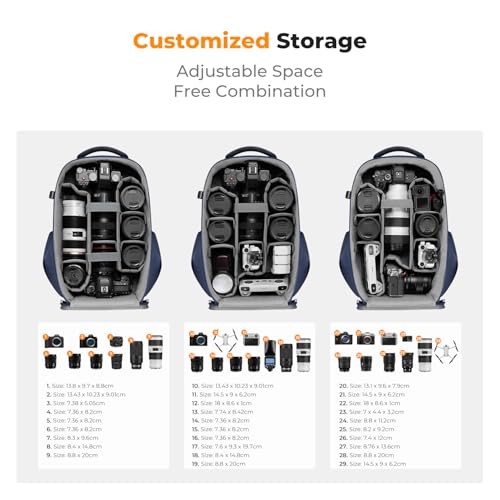 K&F CONCEPT Hardshell Camera Backpack with 15 to 15.6 Inch Laptop Compartment, Dark Blue-2