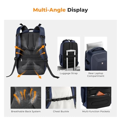 K&F CONCEPT Hardshell Camera Backpack with 15 to 15.6 Inch Laptop Compartment, Dark Blue-3