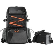 K&F CONCEPT Grey Camera Backpack and Shoulder Bag, 33L, with 15.6-inch Laptop Compartment