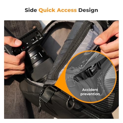 K&F Concept Hardshell Camera Sling Bag, Crossbody Backpack, Size L, Hardshell Black-5