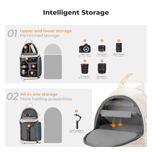 K&F Concept M Camera Sling Bag Crossbody Backpack, White-2