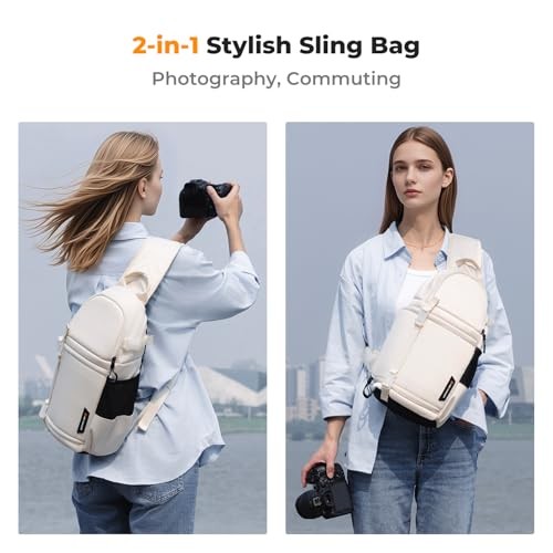 K&F Concept M Camera Sling Bag Crossbody Backpack, White-5
