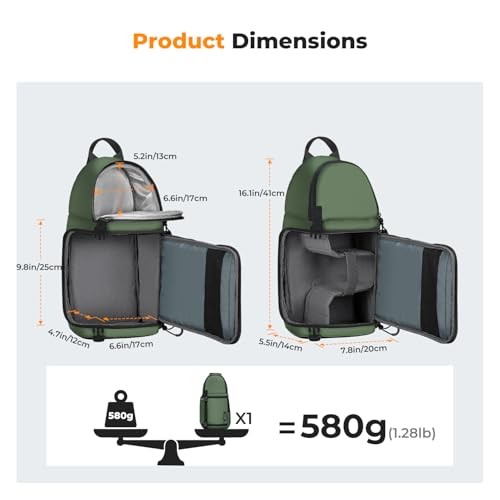 K&F CONCEPT Green M Camera Sling Bag, 10L Waterproof Shoulder Backpack-6