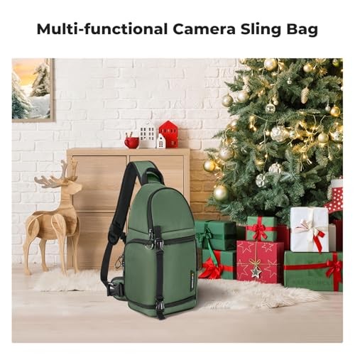 K&F CONCEPT Green M Camera Sling Bag, 10L Waterproof Shoulder Backpack-7