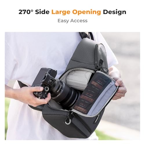 K&F CONCEPT Grey M Camera Sling Bag, 10L Waterproof Shoulder Backpack-1