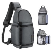 K&F CONCEPT Grey M Camera Sling Bag, 10L Waterproof Shoulder Backpack