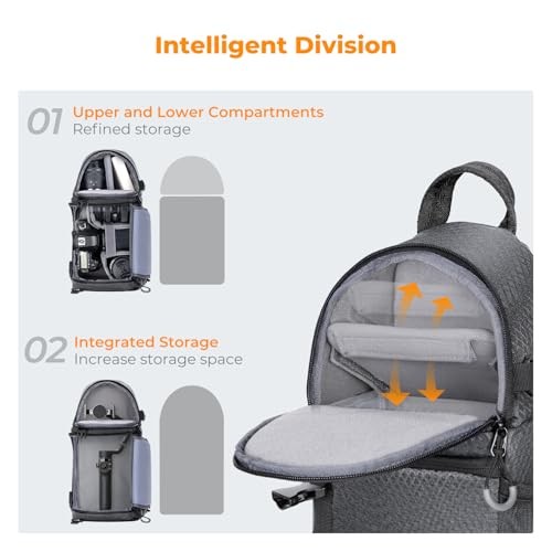 K&F CONCEPT Grey M Camera Sling Bag, 10L Waterproof Shoulder Backpack-2