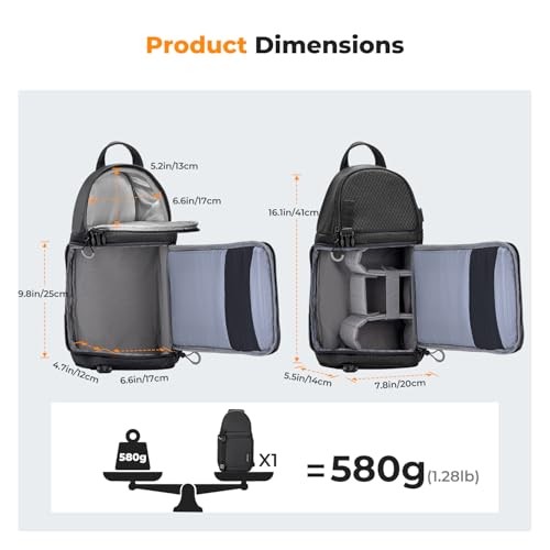 K&F CONCEPT Black M Camera Sling Bag for DSLR and Mirrorless Cameras-6