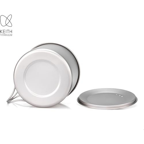 Keith Titanium Camping Pot 900ml with Lid and Folding Handle-1