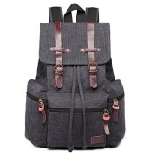 Kono Canvas Backpack Unisex Vintage Rucksack, Black
