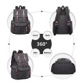 Kono Canvas Backpack Unisex Vintage Rucksack, Black