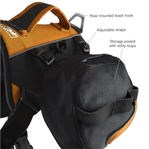 Kurgo Baxter Dog Backpack Hiking Pack, Lightweight, Reflective, Black/Orange-2
