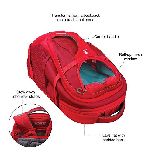 Kurgo G-Train Pack Carrier Backpack for Small Dogs and Cats, Red-1