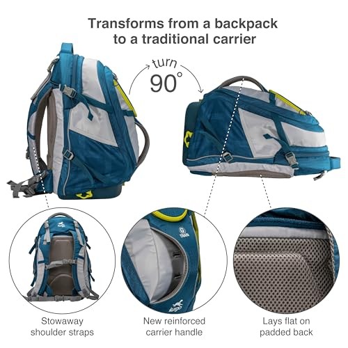 Kurgo G-Train Pack Carrier Backpack for Small Dogs and Cats, Blue-3