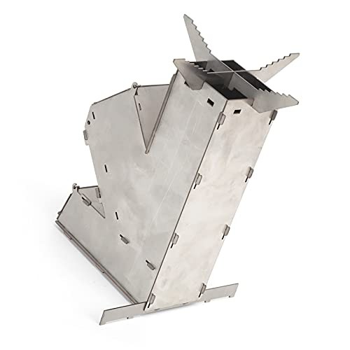 Ladieshow Portable Stainless Steel Rocket Stove, Detachable Backpacking Stove-1