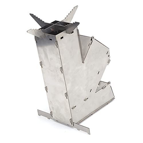 Ladieshow Portable Stainless Steel Rocket Stove, Detachable Backpacking Stove-4