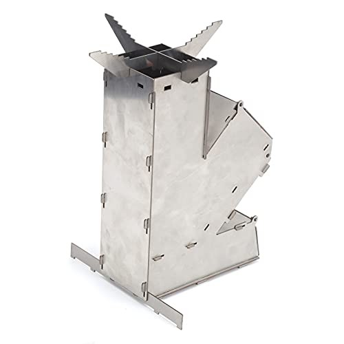 Ladieshow Portable Stainless Steel Rocket Stove, Detachable Backpacking Stove-5