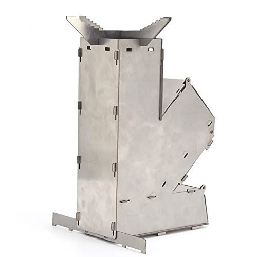 Ladieshow Portable Stainless Steel Rocket Stove, Detachable Backpacking Stove-7