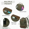 Kasgo Vintage Canvas Laptop Backpack, Water-Resistant, Anti-Theft, Army Green