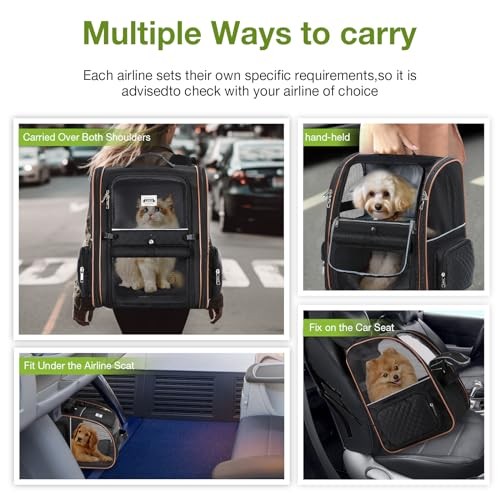 Lekesky Expandable Cat Carrier Backpack, Black, Large-5