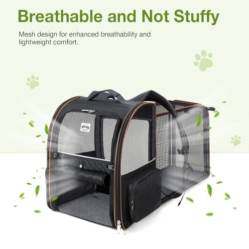 Lekesky XL Expandable Cat Carrier Backpack, Black-2