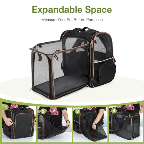 Lekesky XL Expandable Cat Carrier Backpack, Black-3