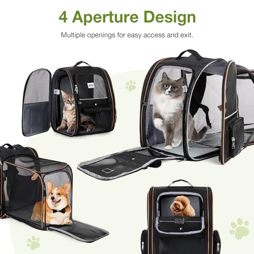 Lekesky XL Expandable Cat Carrier Backpack, Black-4